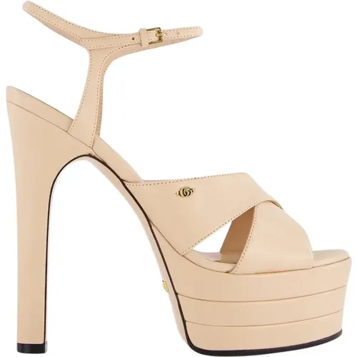 Leather Platform Sandals , female, Sizes: 6 UK - Gucci - Modalova