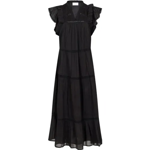 Voile Dress with Lace Panels , female, Sizes: 2XL, XL, M - NEO NOIR - Modalova