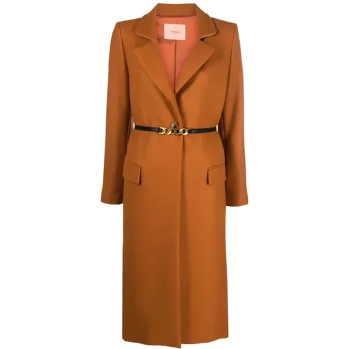 Brown Cognac Belted Coat , female, Sizes: M - Twinset - Modalova