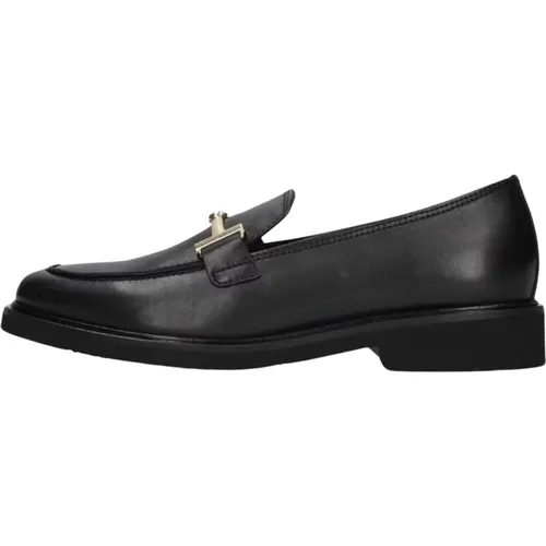Schwarze Loafers mit Gold Horsebit Detail , Damen, Größe: 37 1/2 EU - Gabor - Modalova