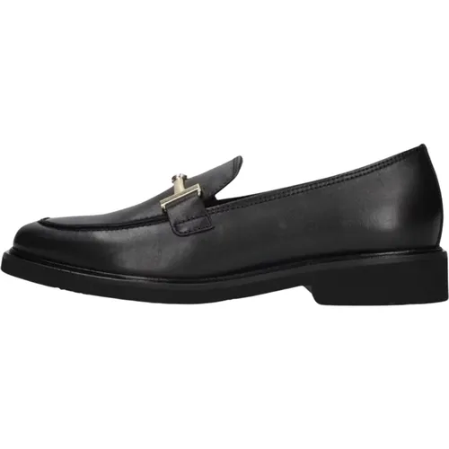 Schwarze Loafers mit Gold Horsebit Detail , Damen, Größe: 38 1/2 EU - Gabor - Modalova