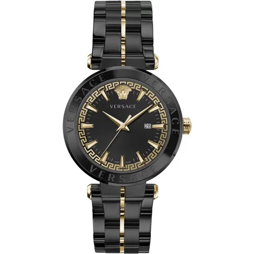 Watches, male, , Size: ONE SIZE Men's Aion Stainless Steel Bracelet Watch - Versace - Modalova