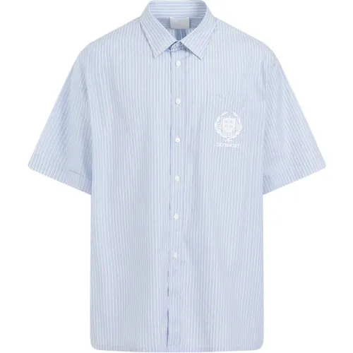 Blue Striped Cotton Pocket Shirt , male, Sizes: XL, 3XL, 2XL - Givenchy - Modalova