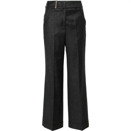 Grey Flannel Lurex Tailored Trousers , female, Sizes: S - PESERICO - Modalova