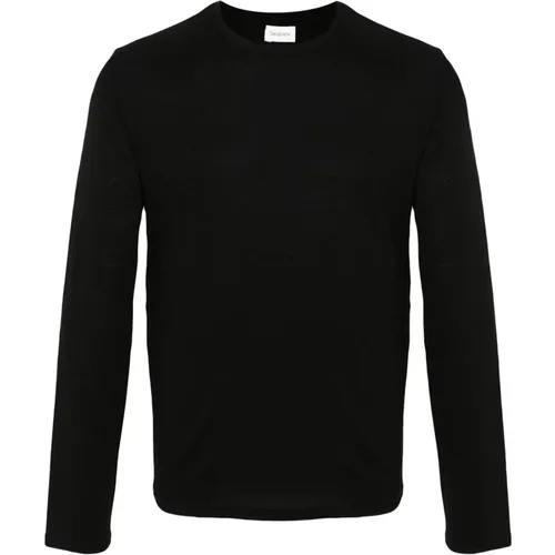 Crewneck Sweater with YSL Embroidery , male, Sizes: M, L - Saint Laurent - Modalova