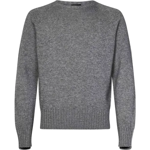 Grauer Woll-Kaschmir-Pullover Raglan-Stil , Herren, Größe: L - Doppiaa - Modalova