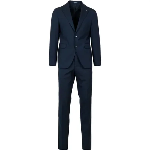 Single Breasted Suits, male, , Size: XL Two-Piece Suit with Logo Pendant - Tagliatore - Modalova