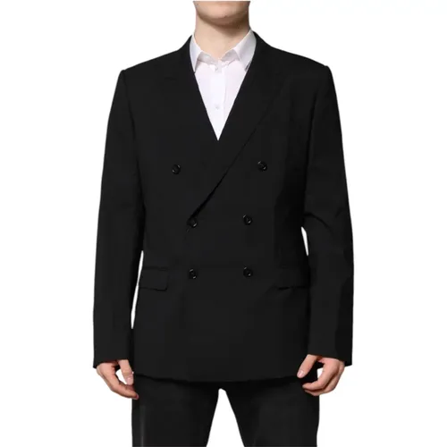 Blazers, male, , Size: M Martini Double Breasted Suit Jacket - Dolce & Gabbana - Modalova