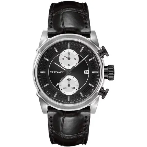 Chrono Urban Leder Silber Stahl Uhr - Versace - Modalova