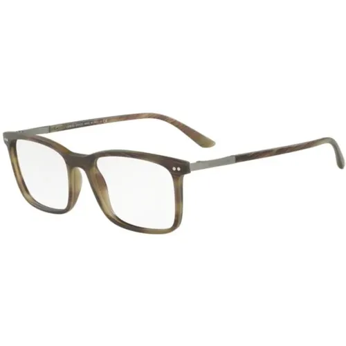 Glasses, unisex, , Size: 56 MM Matte Striped Olive Eyewear Frames AR - Giorgio Armani - Modalova