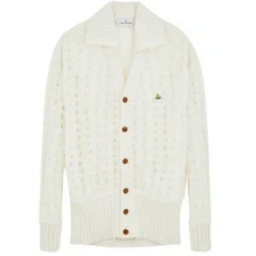 Cardigans, female, , Size: XS Lacework Cardigan Off White Shirt Neck - Vivienne Westwood - Modalova