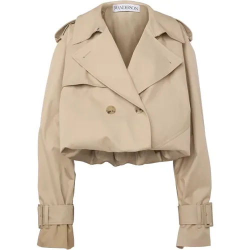 Cotton Double-Breasted Coat , female, Sizes: XS - JW Anderson - Modalova