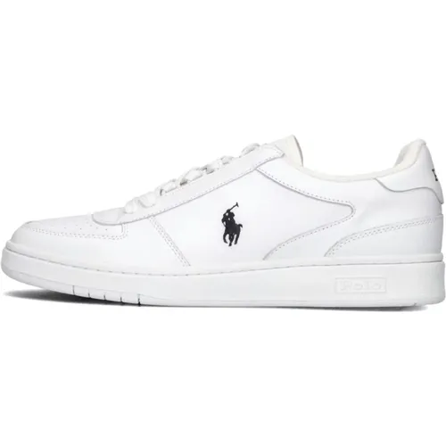 Weiße Leder Low Top Sneakers , Herren, Größe: 42 EU - Ralph Lauren - Modalova