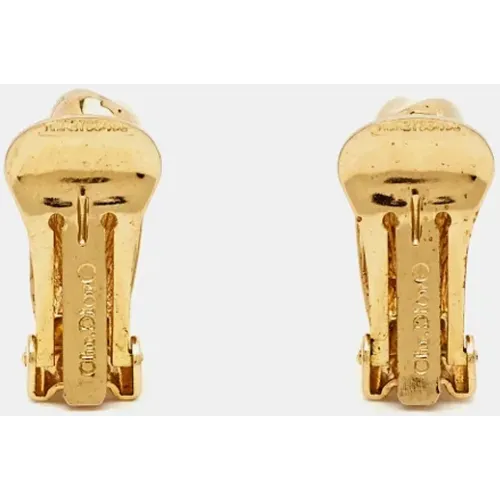 Pre-owned Dior earrings in gold metal , female, Sizes: ONE SIZE - Dior Vintage - Modalova