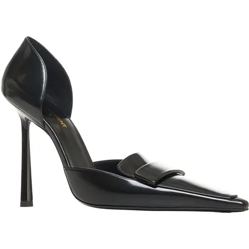 Schwarze Leder DOrsay Pumps mit Stiletto-Absatz - Saint Laurent - Modalova