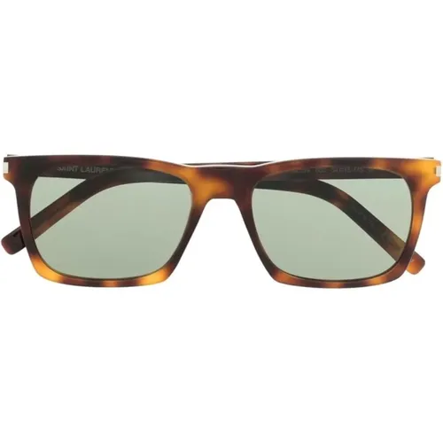 Square Tortoise Sunglasses Unisex , unisex, Sizes: 54 MM - Saint Laurent - Modalova