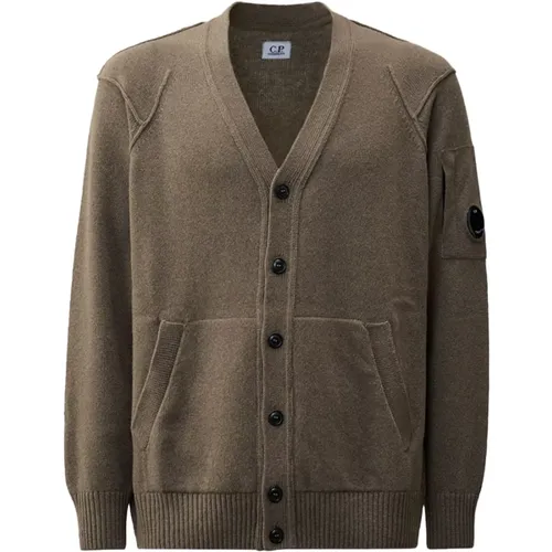 Wollmischung Cardigan mit Details , Herren, Größe: L - C.P. Company - Modalova