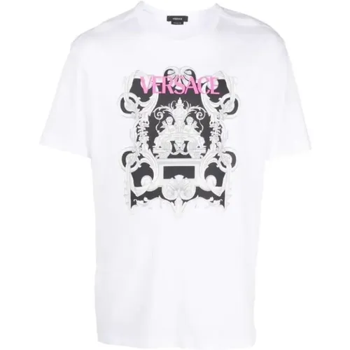 Barock Stil Grafikdruck T-Shirt , Herren, Größe: XL - Versace - Modalova
