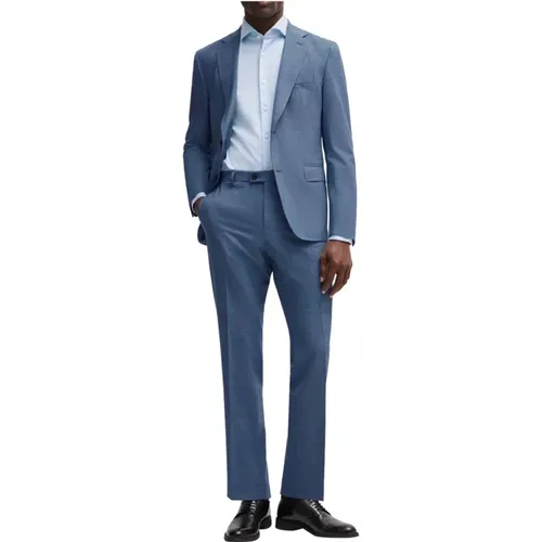 Blauer Woll-Slim-Fit-Anzug , Herren, Größe: S - Hugo Boss - Modalova
