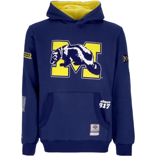 Hoodies, male, , Size: L Michigan Wolverines Fleece Hoodie Navy - Mitchell & Ness - Modalova