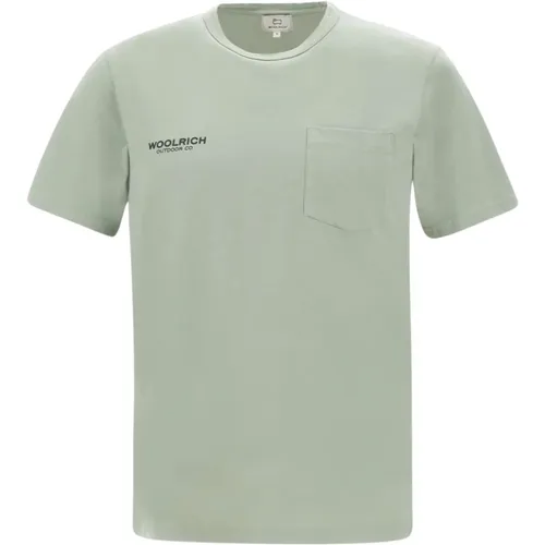 Retro Safari Round Neck T-shirt , male, Sizes: M, XL, L - Woolrich - Modalova