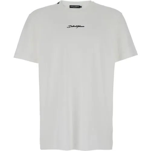 Signature Slim Fit T-shirts and Polos , male, Sizes: L - Dolce & Gabbana - Modalova