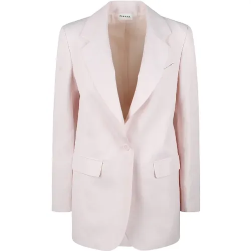 Blazers, female, , Size: L Linen Blend Single-Breasted Blazer - P.a.r.o.s.h. - Modalova