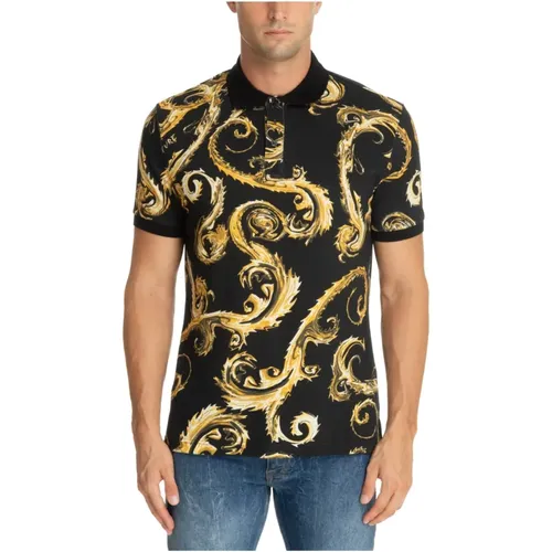 Polo Shirts, male, , Size: S Abstract Multicolour Polo Shirt Logo - Versace Jeans Couture - Modalova