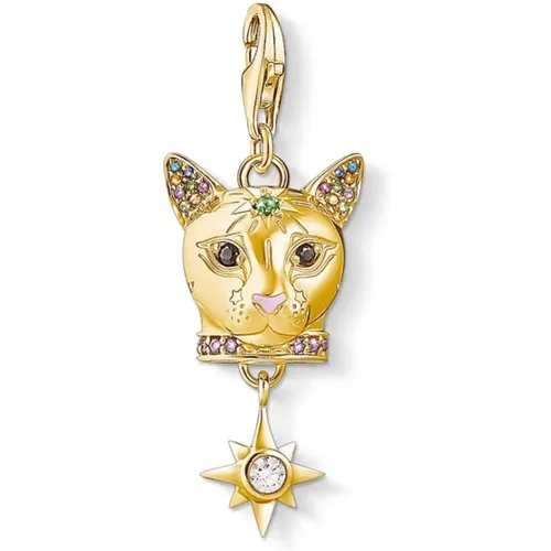 Gold Cat Charm Pendant 1819-471-7 , female, Sizes: ONE SIZE - Thomas Sabo - Modalova