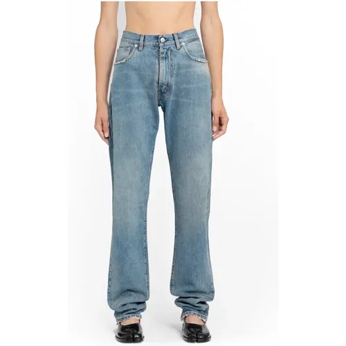 Hellblaue Jeans mit Distressed-Look , Damen, Größe: W27 - Maison Margiela - Modalova