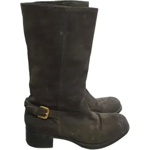 Pre-owned Suede boots , female, Sizes: 2 1/2 UK - Prada Vintage - Modalova