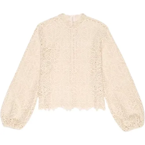 Vanilla Cream Crochet Blouse Set , Damen, Größe: L - The New Society - Modalova