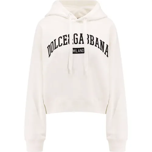 Logo Print Rib-Coté Sweatshirt , female, Sizes: XS - Dolce & Gabbana - Modalova