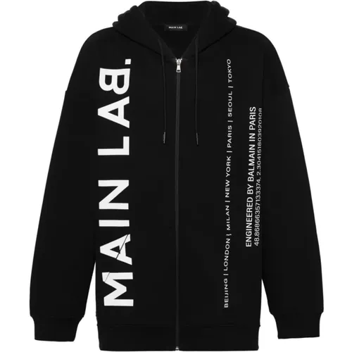 Zipped Hoodie Sweaters , male, Sizes: L, M - Balmain - Modalova