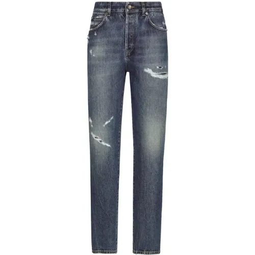 Ripped Denim Boyfriend Jeans , female, Sizes: 2XS - Dolce & Gabbana - Modalova