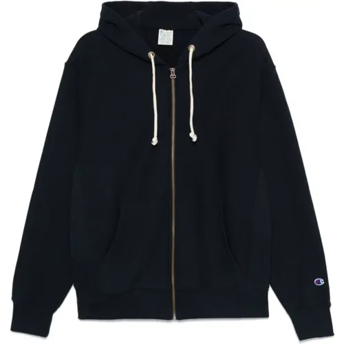 Blauer Kapuzen-Zip-Up-Pullover - Champion - Modalova