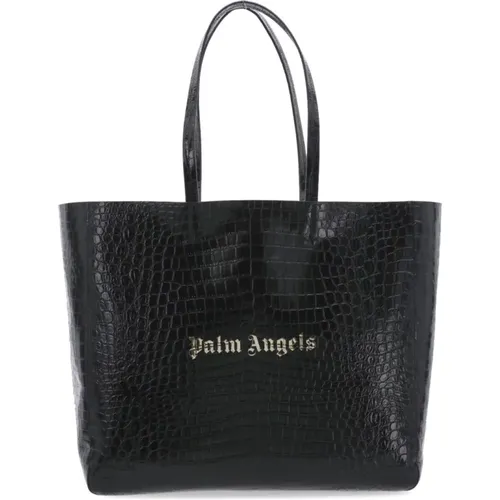 Python Leather Shopping Bag for Woman , female, Sizes: ONE SIZE - Palm Angels - Modalova