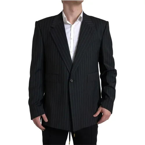 Blazers, male, , Size: 4XL Stripe Single-Breasted Blazer - Dolce & Gabbana - Modalova