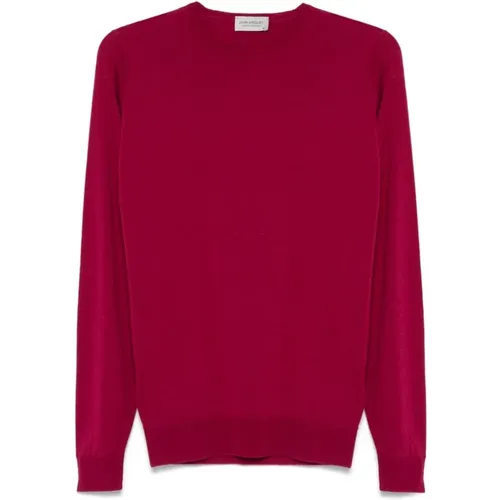 Round-neck Knitwear, male, , Size: M Raspberry Merino Wool Sweater - John Smedley - Modalova