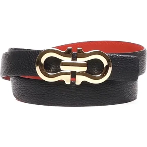 Belts, female, , Size: 85 CM Reversible Leather Belt Red Gold - Salvatore Ferragamo - Modalova