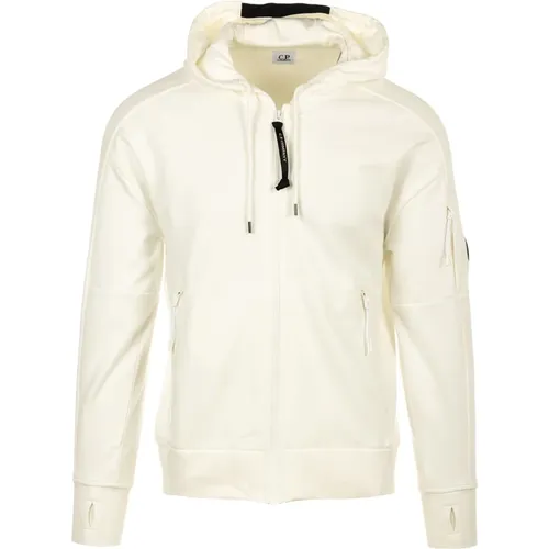 Zip-throughs, male, , Size: XL Fleece Lens Hooded Sweatshirt - C.P. Company - Modalova