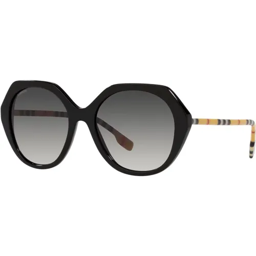 Schwarze/Graue Sonnenbrille , Damen, Größe: 55 MM - Burberry - Modalova
