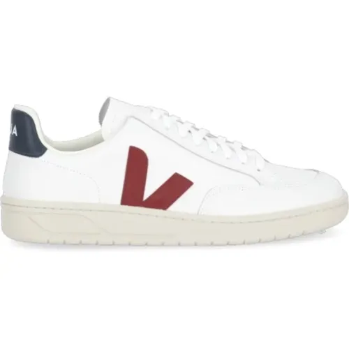 Weiße Leder Sneakers Runde Spitze Logo - Veja - Modalova