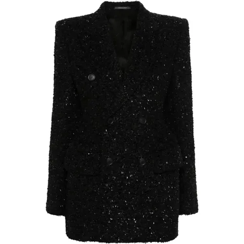 Tweed Bouclé Double-Breasted Jacket , female, Sizes: S, M - Balenciaga - Modalova
