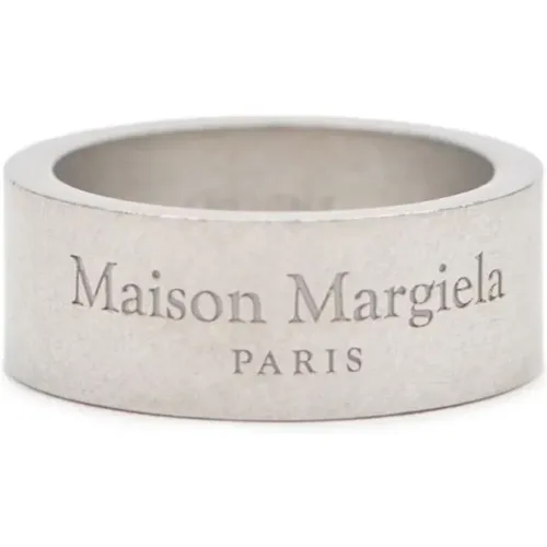 Silver Logo Engraved Ring , male, Sizes: S - Maison Margiela - Modalova