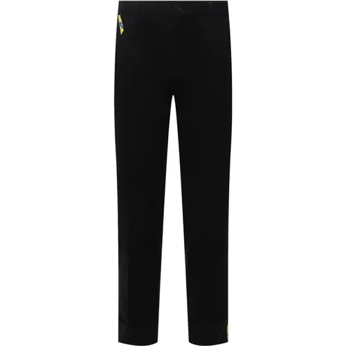 Chinos, male, , Size: XL Cotton Gabardine Trousers Label Logo - Versace - Modalova