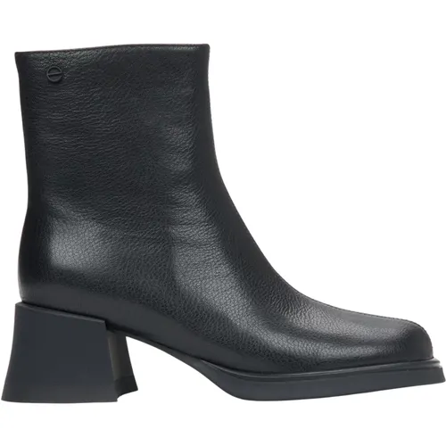 Klassische Schwarze Damen Stiefeletten aus Echtem Leder mit einem Stabilen Absatz , Damen, Größe: 38 EU - Estro - Modalova