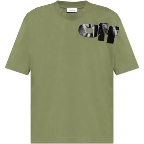 T-Shirt mit Logo , Herren, Größe: S - Off White - Modalova