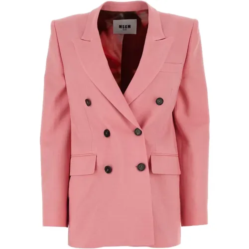 Rosa Stretch-Blazer , Damen, Größe: S - MSGM - Modalova