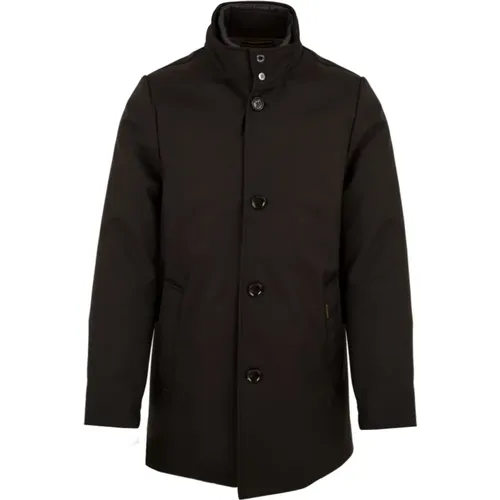 Single-Breasted Coats, male, , Size: M Front Zip and Button Closure Removable Hood - Moorer - Modalova